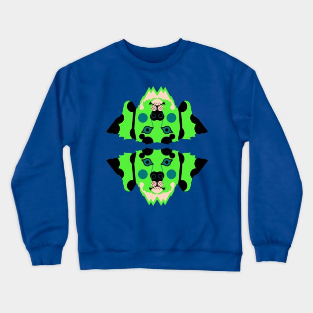 Dalmatian Dog Face, Lime Green Crewneck Sweatshirt by AnimalMagic